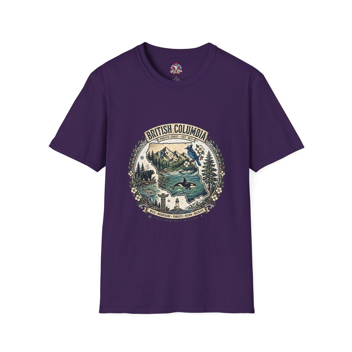 British Columbia Nature T-Shirt — Scenic Mountains and Orca Travel Tee