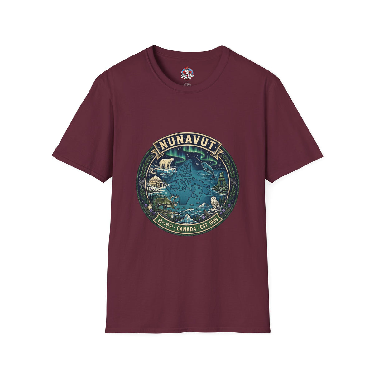 Nunavut Patch T-Shirt — Arctic Wildlife and Map Graphic Tee