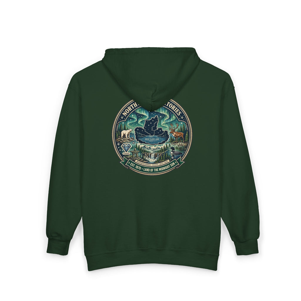 Northwest Territories Scenic Hoodie — Aurora, Moose and Wilderness Badge