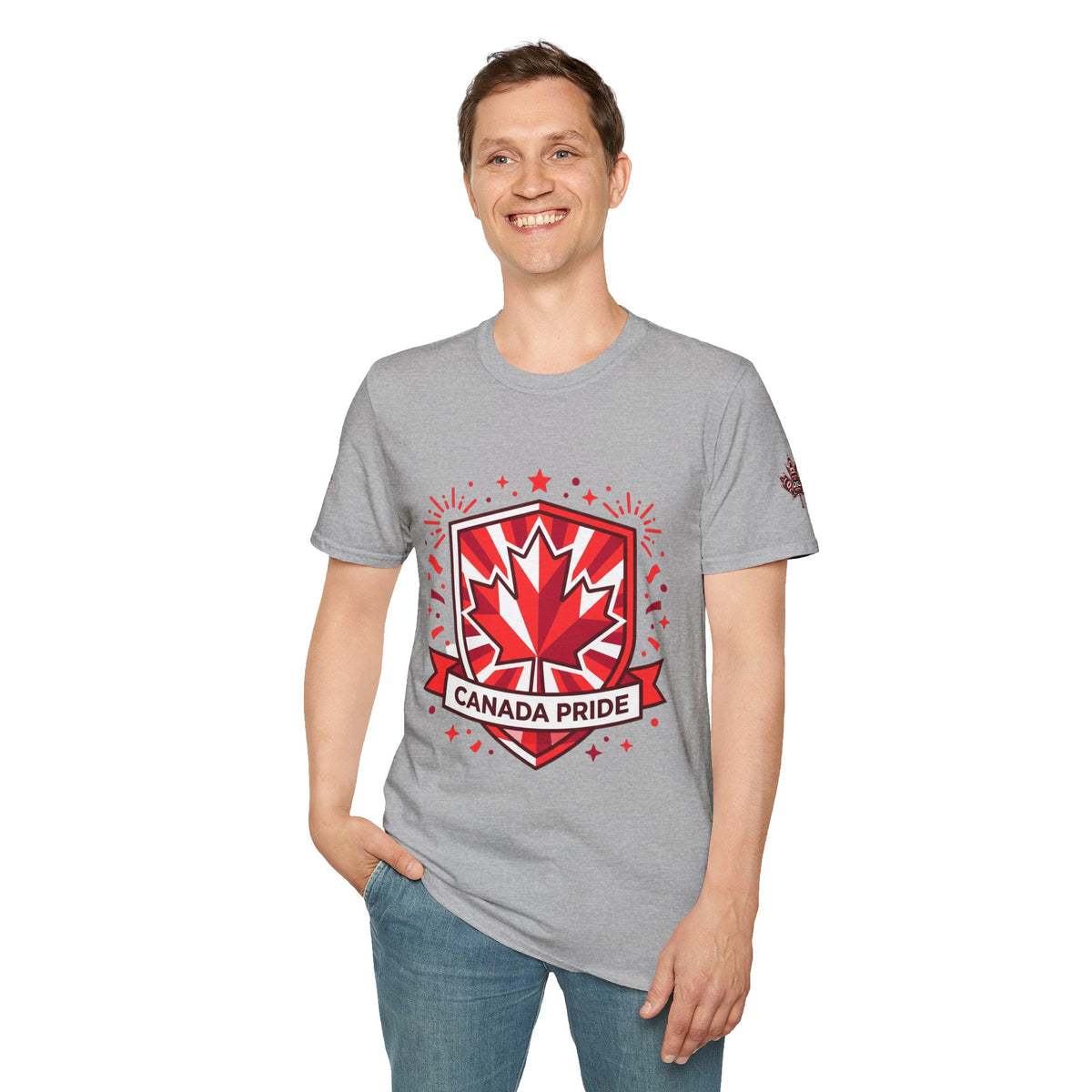 Mens Canada Pride T-Shirt — Red Maple Shield Design