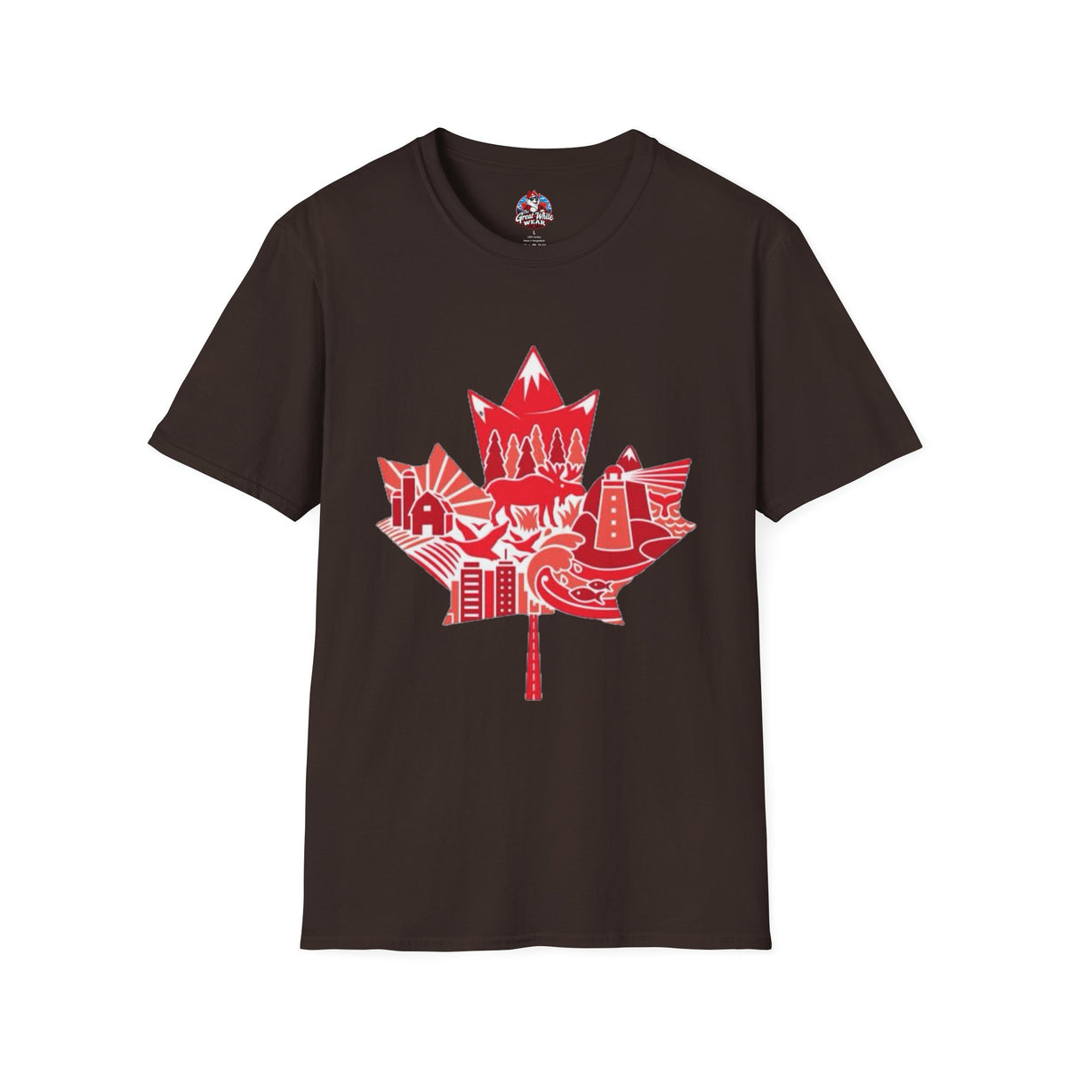 Canada Maple Leaf Skyline T-Shirt — Red Canadian Landmark Graphic Tee