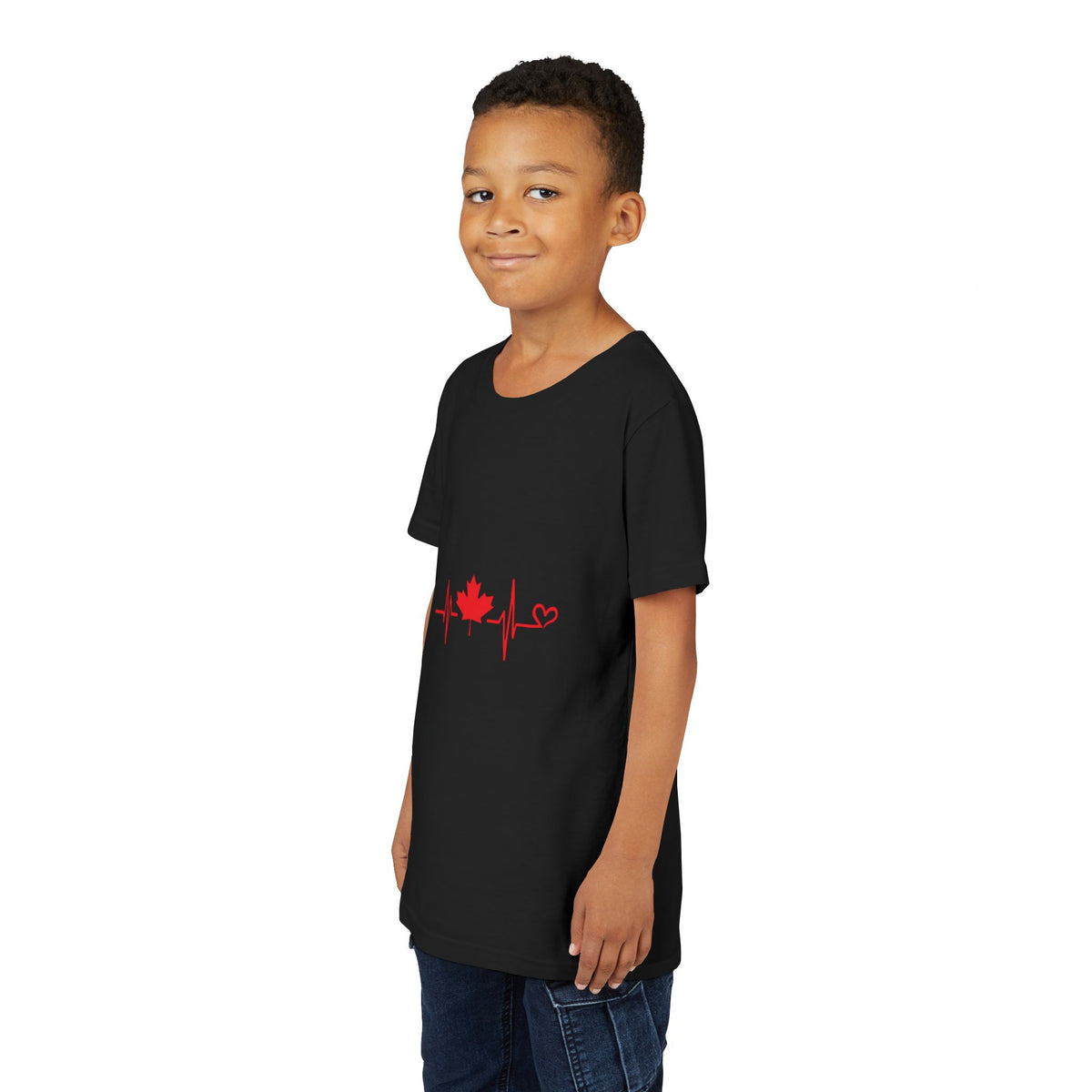 Youth Tee — Red Maple Leaf Heartbeat Canada T-Shirt