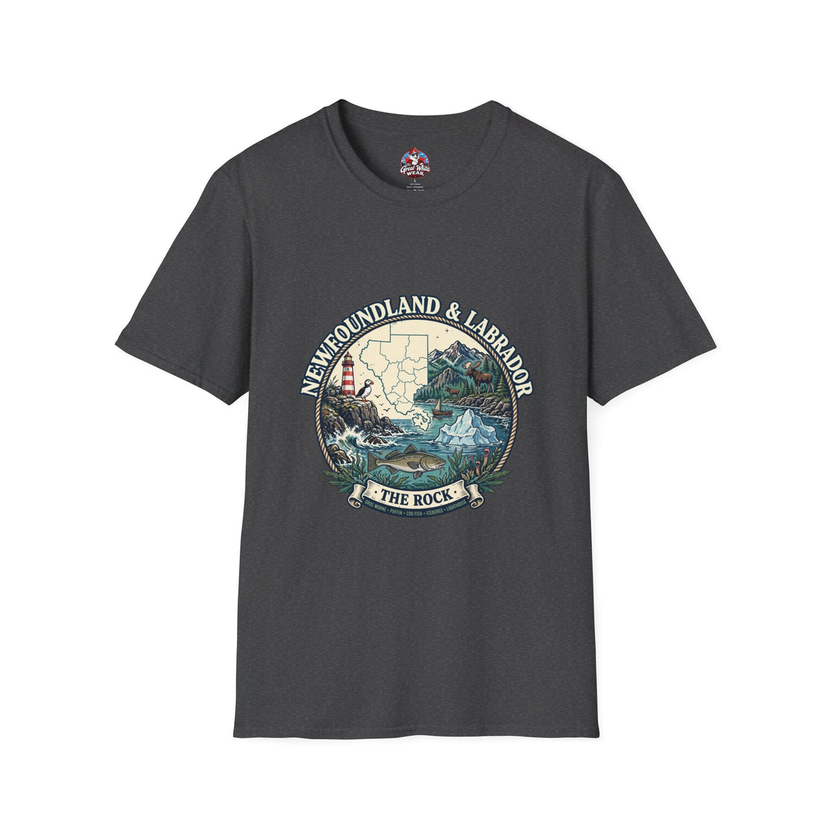 Newfoundland and Labrador 'The Rock' Graphic T-Shirt — Coastal Lighthouse Travel Tee