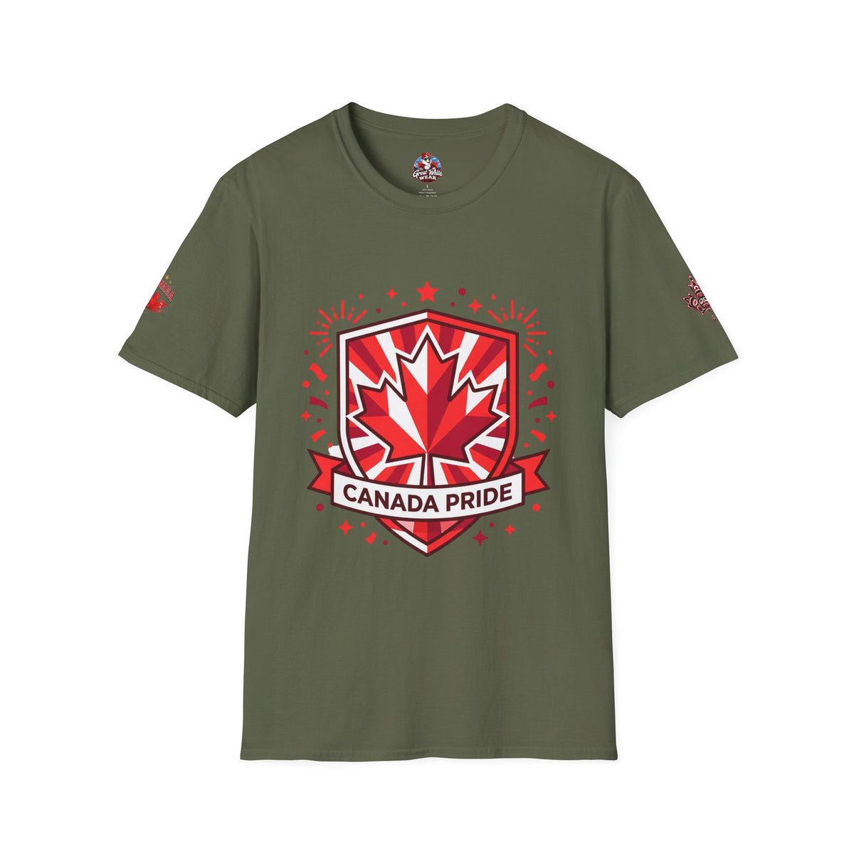 Mens Canada Pride T-Shirt — Red Maple Shield Design
