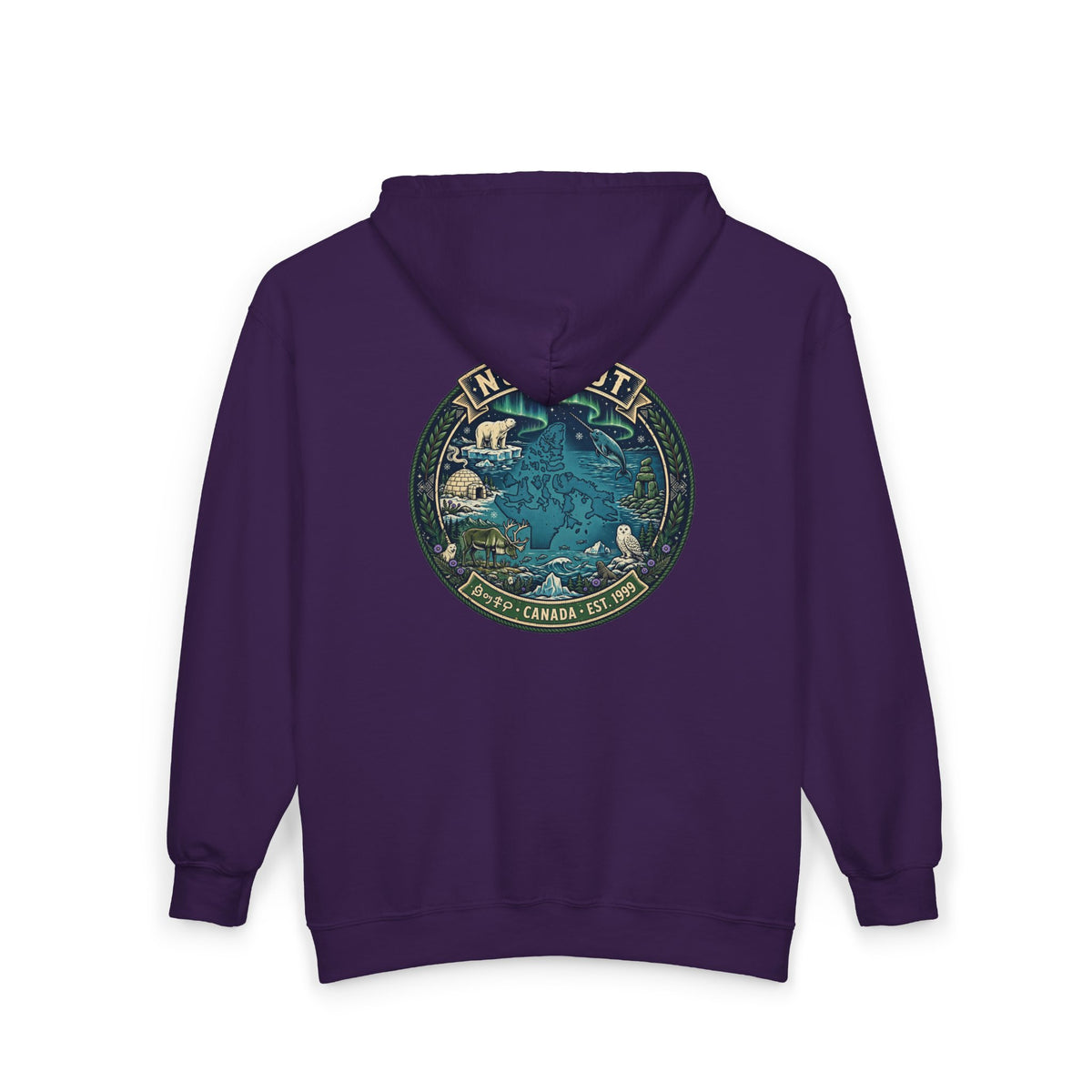 Nunavut Patch Hoodie — Arctic Wildlife and Map Graphic Hoodie
